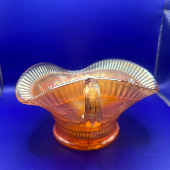 Vintage Dugan Marigold Carnival Glass Windflower Nappy Dish, Sauce Server - Picture 5 of 13